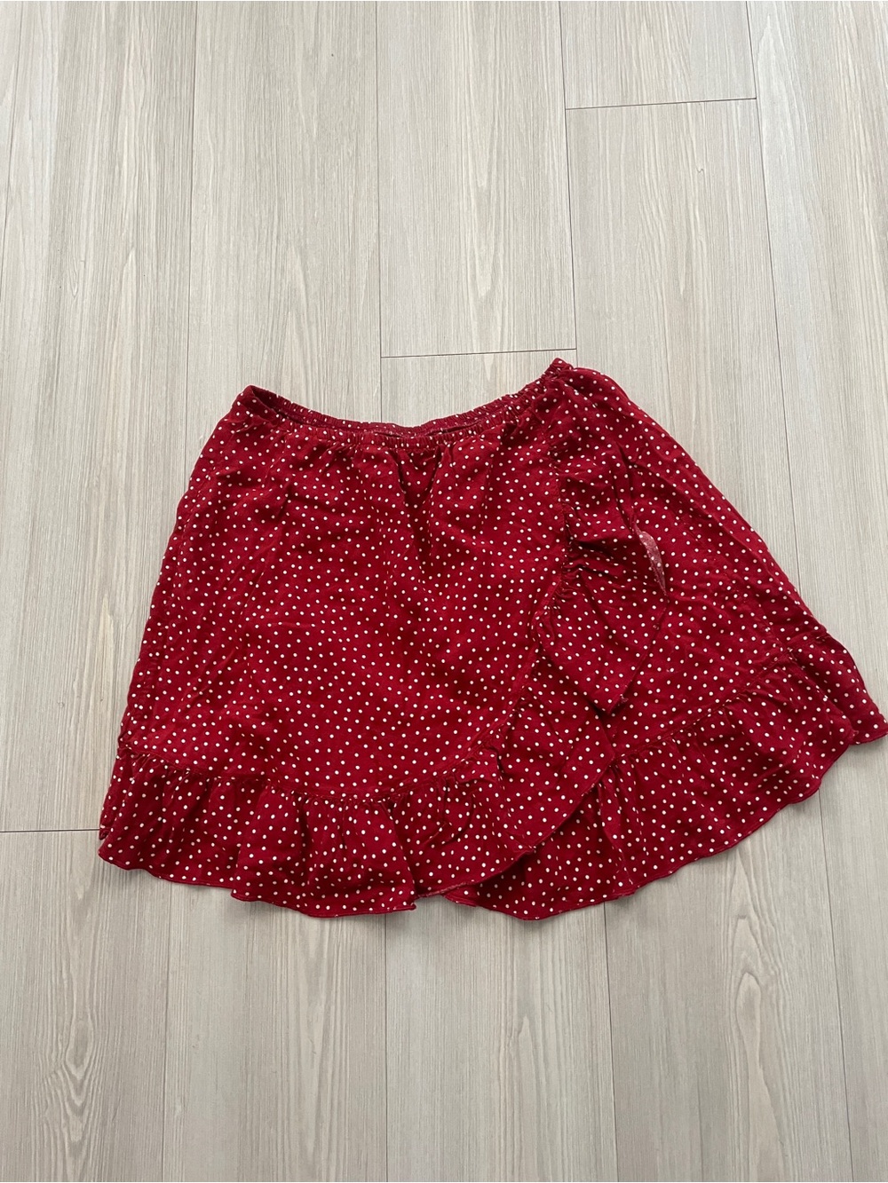 Brandy Melville Red Polka Dot Ruffle Wrap Skirt